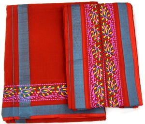 Embroidered Border Colored Dhoti Dupatta Set