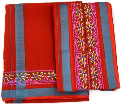 Embroidered Border Colored Dhoti Dupatta Set