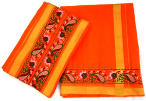 Embroidered Border Colored Dhoti Dupatta Set