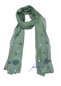 Viridian Embroidered Scarf