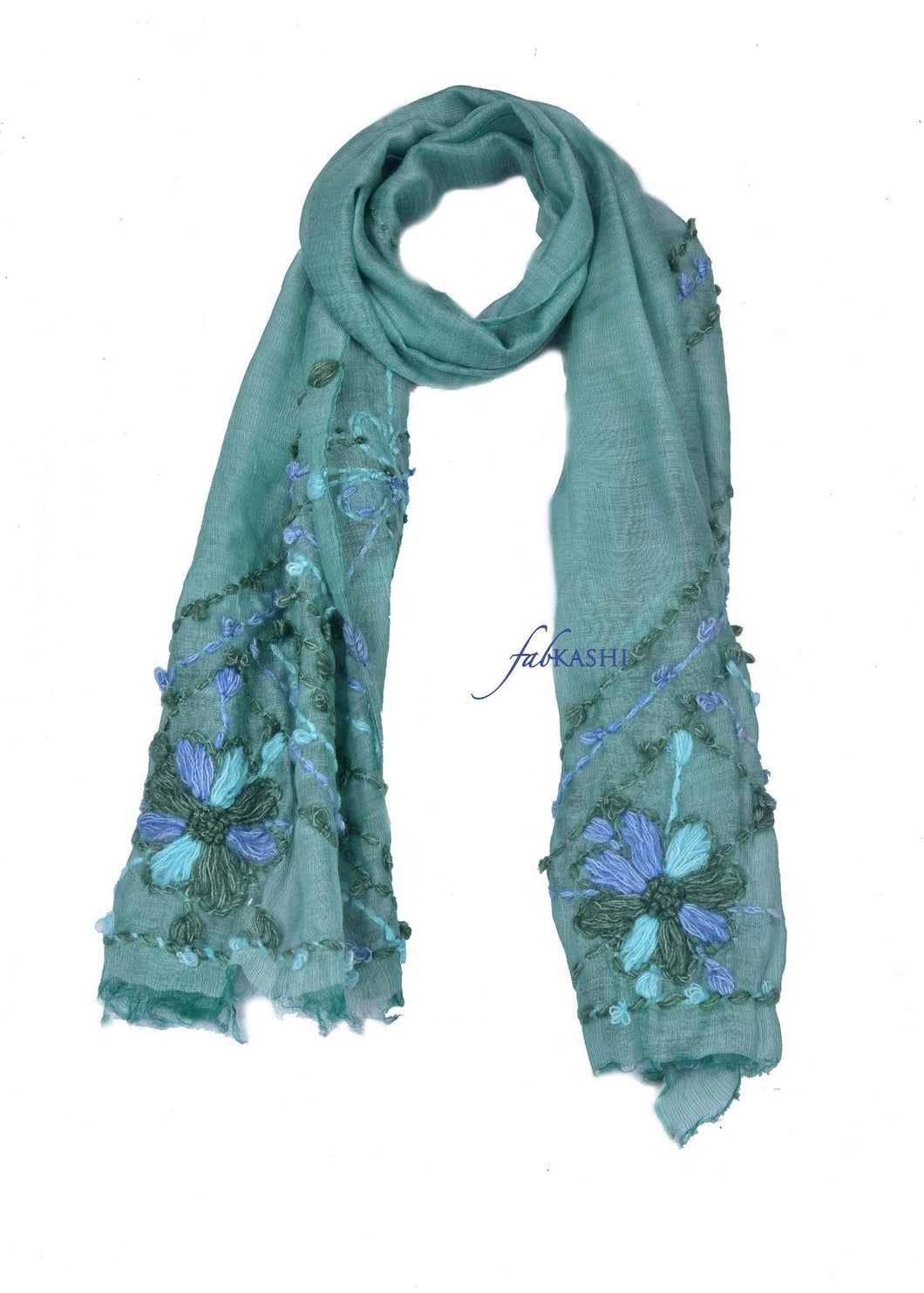 Teal Floral Scarf