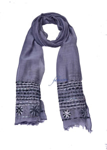 Gray Embroidered Scarf